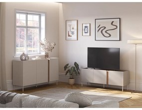 Krémszínű-natúr színű komód tölgyfa dekorral 150x82,5x40,5 cm Lucile – Marckeric