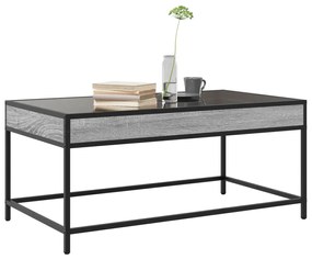 szürke sonoma végtelen hatású LED-es dohányzóasztal 90x50x41 cm