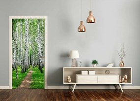 Ajtóposzter öntapadós nyírfa erdő 95x205 cm