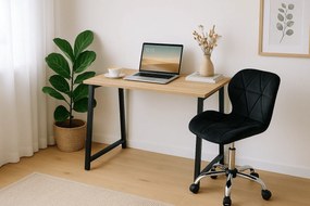 Dolgozószobai szett – összecsukható íróasztal ZARIMO 80×40 cm sonoma tölgy + irodai szék AVOLA VELVET fekete