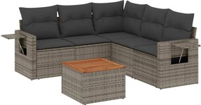 vidaXL 6 részes szürke polyrattan kerti ülőgarnitúra párnákkal