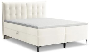 Krémszínű ágyneműtartós boxspring ágy 160x200 cm Mikana – Makamii