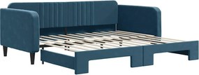 vidaXL kék kihúzható bársony heverő 100 x 200 cm