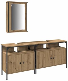 Fürdőszobai Mosdószekrények 3 pcs Barna 80 x 30 x 60 cm Faanyag