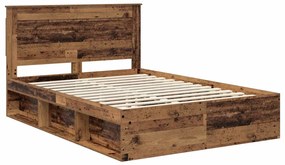 vidaXL Ágykeret fejtámlával Öreg fa 150 x 200 cm Tömör fenyőfa