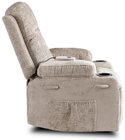 Elektromosan Vezérelhető Masszázsfunkciós Relaxfotel Bézs Szövet Kárpittal. BOX 2