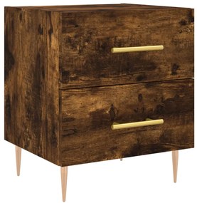 2 db füstös tölgy színű szerelt fa éjjeliszekrény 40x35x47,5 cm