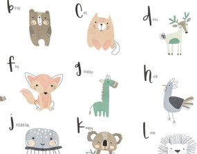 Pamut ágynemű kiságyhoz ANIMAL ALPHABET fehér Ágyneműhuzat mérete: 45 x 65 cm | 90 x 135 cm