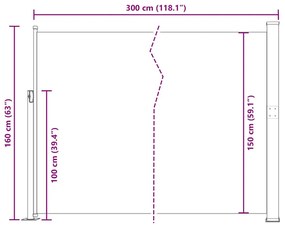 veranda behúzható válaszfal 160 x 300 cm barna