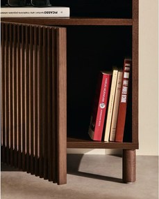 Sötétbarna éjjeliszekrény diófa dekorral Beyla – Kave Home