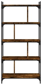 5 szintes füstös tölgy színű fa könyvespolc 76 x 32 x 158 cm