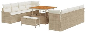 vidaXL Kerti Kanapé Szett párnával tárolóval 11 pcs Beige és krém