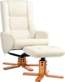 HOMCOM Fotel lábtartóval, TV Fotel dönthető funkcióval, hintázó funkcióval, magas háttámlával, fából készült lábakkal az Élet szobába, Hálószobába, Mű