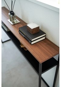Fekete-sötétbarna konzolasztal kőrisfa dekorral 20,5x126 cm Tower – YAMAZAKI