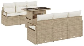 vidaXL Kerti Kanapé Szett párnával tárolóval 7 pcs Bézs Poli rattan