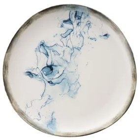 24 darabos étkészlet, fehér/kék, porcelán