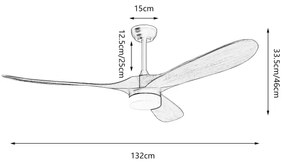 ZEVENTI - LED mennyezeti ventilátor GINOSA LED/18W/230V Wi-Fi Tuya fekete/tölgy + távirányító