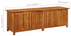 tömör akácfa kerti tárolóláda 175 x 50 x 58 cm