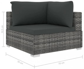 vidaXL 4-részes szürke polyrattan kerti bútorszett párnákkal