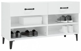 magasfényű fehér szerelt fa cipőszekrény 102x35x55 cm