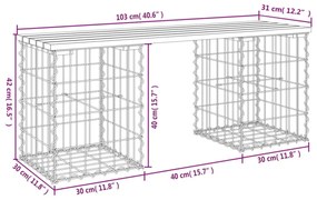 tömör duglászfenyő gabion kerti pad 103x31x42 cm