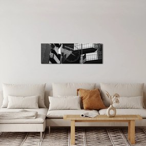 Üvegépületek képe (órával) (90x30 cm)