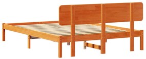 Ágykeret fejtámlával gyanta barna 200x200 cm tömör fenyőfából
