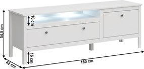 TV asztal 1S1K/160, fehér, OLJE
