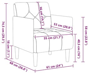 krém bársony kanapészék karfás szék 55 cm