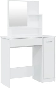 vidaXL magasfényű fehér fésülködőasztal tükörrel 86,5 x 35 x 136 cm