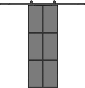 vidaXL fekete edzett üveg tolóajtó fémszerelék szettel 76x205 cm