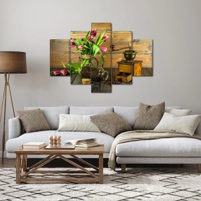 Tulipánok, daráló és kávé képe (150x105 cm)