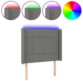 sötétszürke szövet LED-es fejtámla 103x16x118/128 cm
