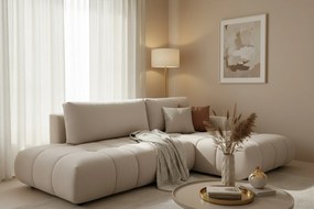 Lutario L II jobb oldali sarokkanapé ágyneműfunkcióval - bézs Venice 2026 vízlepergető szövet