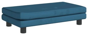 kék gyerek bársonykanapé lábzsámollyal 100x50x30 cm