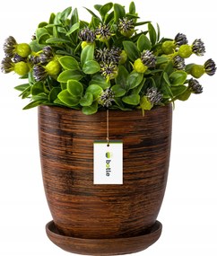 Kerámia kaspó 19,5x21,5 cm, állvánnyal, barna