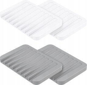 Szilikon szappantartó lefolyóval fürdőszobába és konyhába 2db-os szett szürke