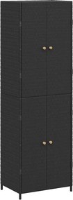 vidaXL fekete polyrattan kerti tárolószekrény 59 x 40 x 180 cm
