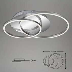Fényerőszabályozható LED mennyezeti lámpa, 28 W, 230 V, 3000 K, matt króm