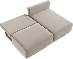 Szürkésbarna bársony kinyitható-tárolóhelyes sarokkanapé (jobb oldali-heverő résszel) Kalena – Makamii