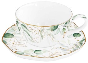 Porcelán eszpresszó kávés csésze aljjal Botanique