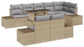 Kerti Kanapé Készlet 9 darabos Világosszürke Rattan