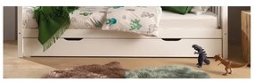 Fehér házikó alakú borovi fenyő gyerekágy kihúzható pótággyal, tárolóhellyel 90x200 cm DALLAS – Vipack