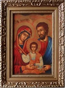 Vászonkép 10x15cm Szent Család (ikon) keret dísz