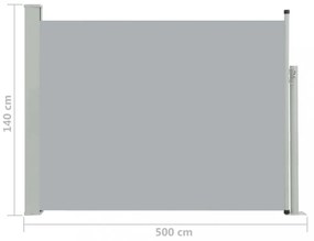 szürke kihúzható oldalsó teraszi napellenző 140 x 500 cm