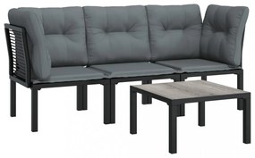 vidaXL 4 részes fekete és szürke polyrattan kerti ülőgarnitúra