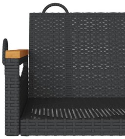fekete polyrattan hintapad 109 x 62 x 40 cm