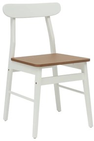 Étkezőszék 2 pcs Fehér és Természetes Tömör fa