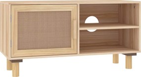 vidaXL barna tömör fenyő és természetes rattan TV-szekrény 80x30x40 cm