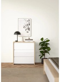 Fehér-natúr színű komód tölgyfa dekorral 80x84x48 cm Next – Tvilum